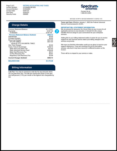 How do I read my bill statement Spectrum Enterprise